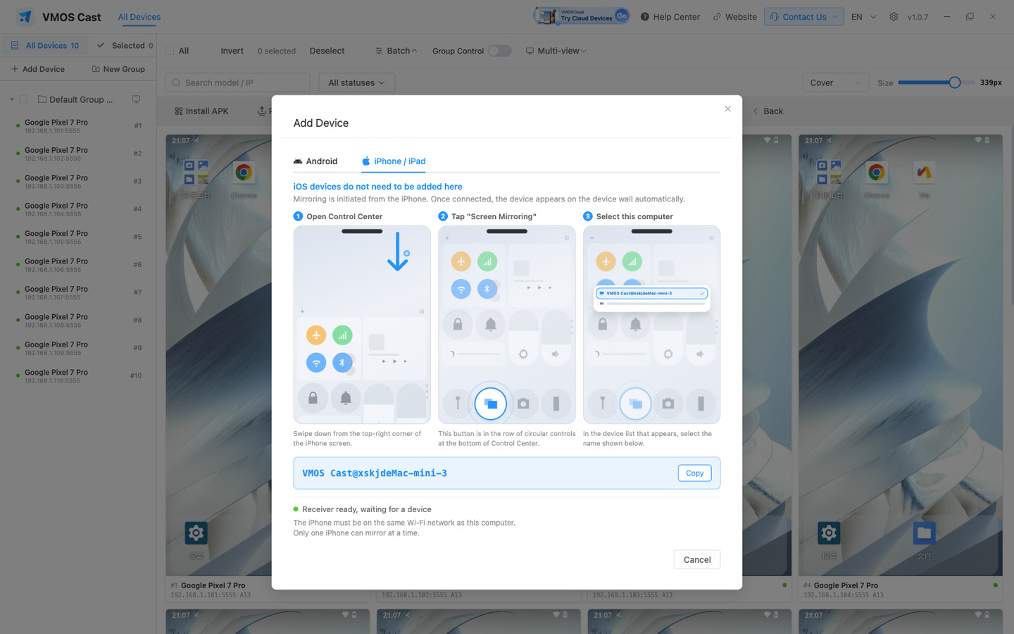 Add Device with the iPhone steps