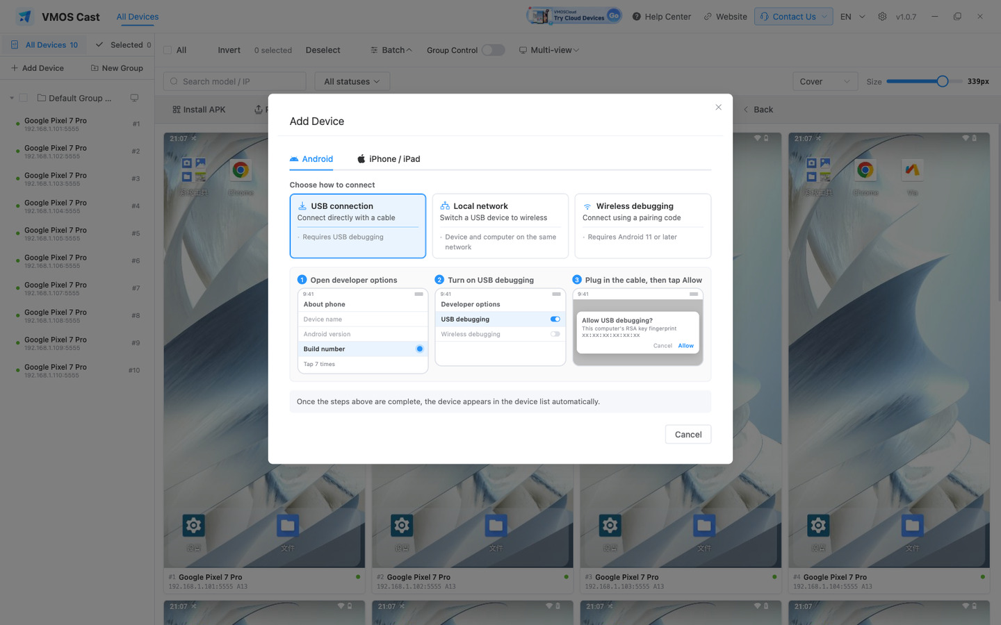 Choose a connection method