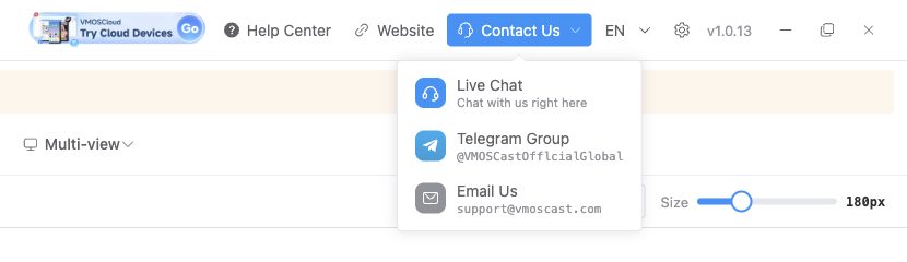 Contact Support options