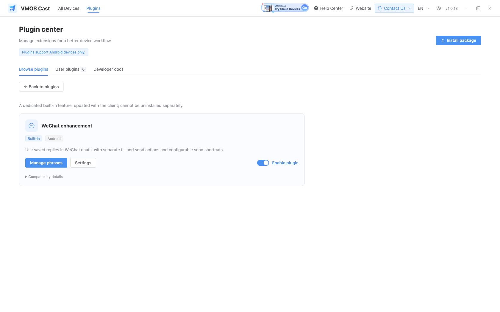 WeChat Quick Replies settings